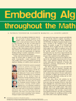 Embedding Algebraic Thinking
