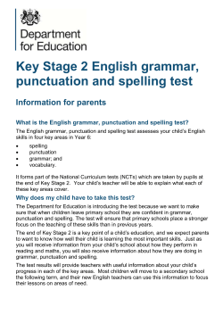 Key Stage 2 English grammar, punctuation and spelling test