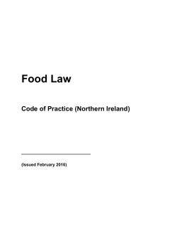Food Law Code of Practice Northern Ireland