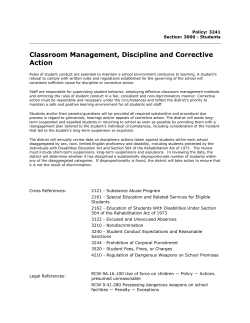 3241 Classroom Management Discipline and Corrective Action