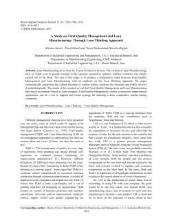 A Study on Total Quality Management and Lean