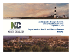 Department of Health and Human Services NC FAST