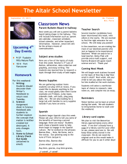 The Altair School Newsletter