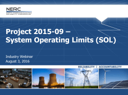 Project 2015-09 &ndash; System Operating Limits (SOL)