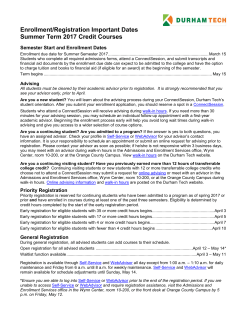 Important Dates Summer 2017