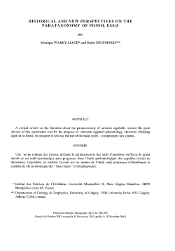 historical and new perspectives on the parataxonomy of fossil eggs