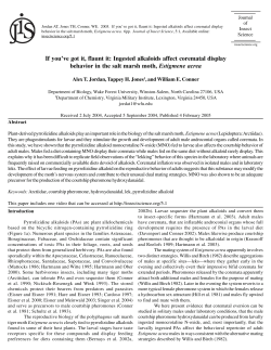 If you`ve got it, flaunt it: Ingested alkaloids affect corematal