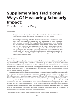 Supplementing Traditional Ways Of Measuring Scholarly Impact: