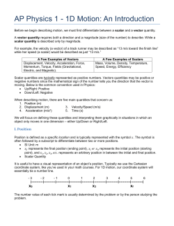 AP Physics 1 - 1D Motion: An Introduction