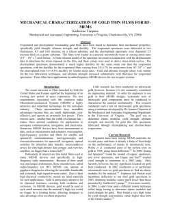 mechanical characterization of gold thin films for rf