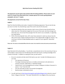 High School Summer Reading 2013-2014 All assignments must be