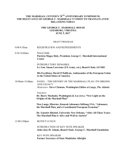 THE MARSHALL CENTER`S 70TH ANNIVERSARY SYMPOSIUM