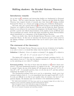 the Kruskal–Katona Theorem - Combinatorics and Graph Theory