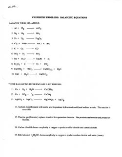 CHEMISTRY PROBLEMS: BALANCING EQUATIONS BALANCE