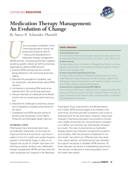Medication Therapy Management: An Evolution of Change