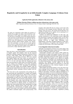 Regularity and Irregularity in an Inflectionally Complex Language