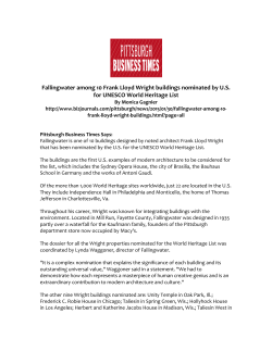 Fallingwater among 10 Frank Lloyd Wright buildings nominated by