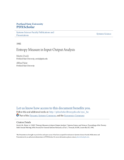 Entropy Measure in Input-Output Analysis - PDXScholar