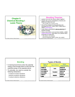 Chapter 9 Chemical Bonding I: Lewis Theory Bonding