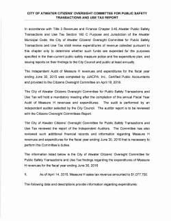 City of Atwater Citizens` Oversight Committee for Public Safety