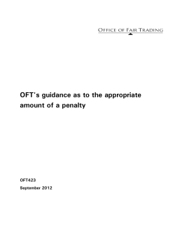 OFT`s guidance as to the appropriate amount of a penalty