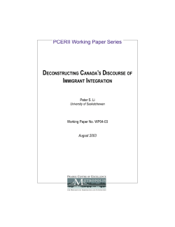 Deconstructing Canada`s Discourse of Immigrant Integration
