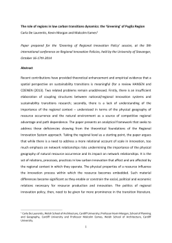 1 The role of regions in low carbon transitions dynamics: the