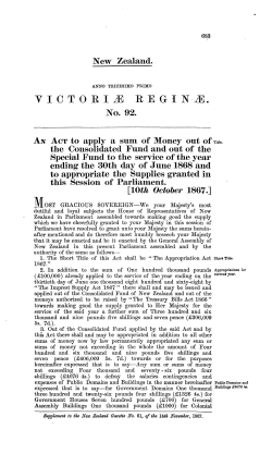 31 Victoriae 1867 No 92 The Appropriation Act 1867
