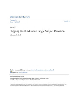 Tipping Point: Missouri Single Subject Provision