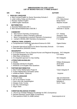 to lists of books for 2016/2017 academic session