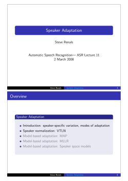 Speaker Adaptation Overview