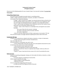 Frankenstein Creative Project AP English Literature Choose one of