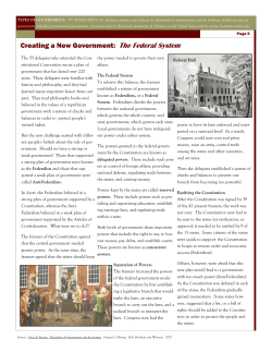 Creating a New Government: The Federal System