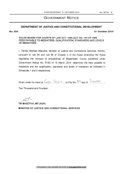 Rules Board for Courts of Law Act: Fees payable to mediators