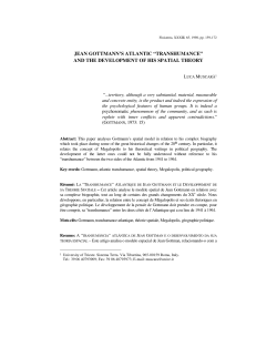 JEAN GOTTMANN`S ATLANTIC &ldquo;TRANSHUMANCE&rdquo; AND THE