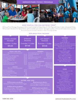 Picnic prices are per person and subject to PA sales