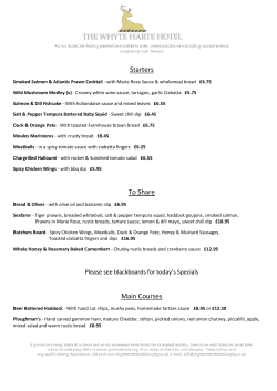 Starters To Share Main Courses - The Whyte Harte Hotel Bletchingley