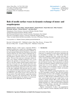 Role of needle surface waxes in dynamic exchange of mono