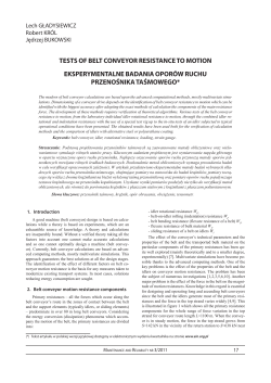 tests of belt conveyor resistance to motion eksperymentalne badania