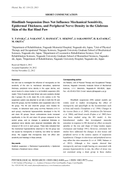Hindlimb Suspension Does Not Influence Mechanical Sensitivity