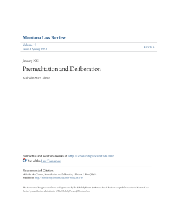 Premeditation and Deliberation - The Scholarly Forum @ Montana