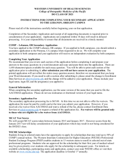 instructions for completing your secondary