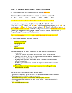 Lecture 11 Diagenesis, Redox Chemistry Organic C Preservation (1