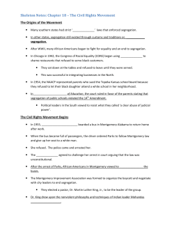 Skeleton Notes: Chapter 18 &ndash; The Civil Rights Movement