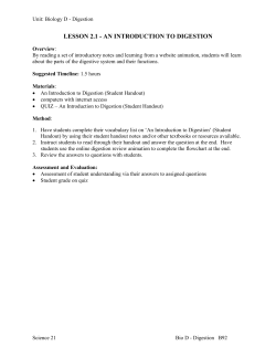 Biology D - Lesson 2 - Digestive System