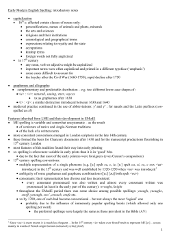 Early Modern English Spelling: introductory notes
