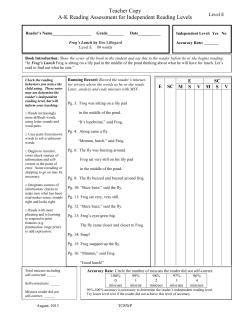 Teacher Copy A-K Reading Assessment for Independent Reading