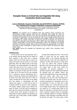 Energetic Study on Animal Fats and Vegetable Oils