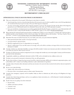 TCRS Retirement Checklist - Tennessee Department of Treasury