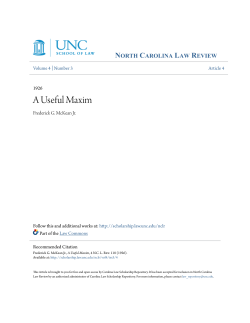 A Useful Maxim - Carolina Law Scholarship Repository